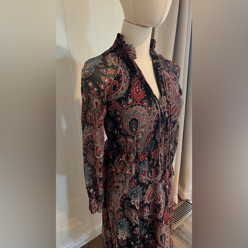 Western Style Banana Republic x Olivia Palermo Paisley Tie-Neck Silk Dress - Picture 4 of 8